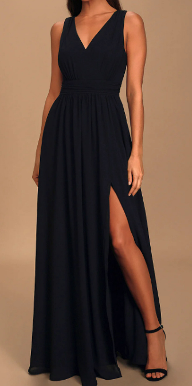 LULU'S 1X plus Thoughts of Hue Black Surplice chiffon Maxi Gown Dress NEW 0B6